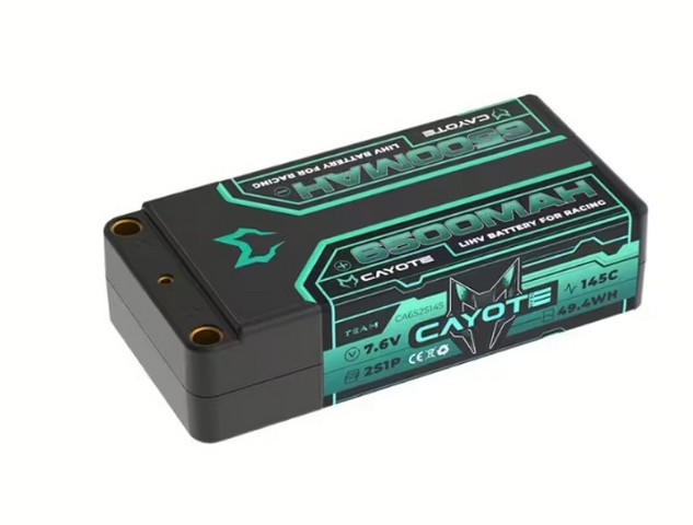 CAYOTE CA-652S145 - Racing 6500mAh 2S Shorty LiPo Battery 7,6V 145C 228g