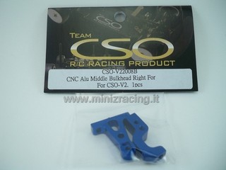 Team CSO CNC Alu Middle Bulkhead Right For CSO-V2 (Blue) 2pcs