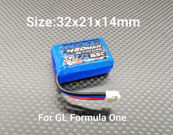 GL Racing GL-FO-GBY - Lipo 2S 420mAh 7.4V 65C For GL Formula One (32x21x14mm)