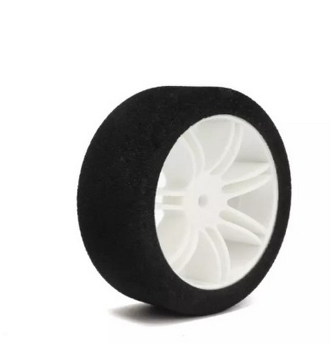 Hot Race 005-0011 - PAIR OF FRONT TYRES 1\10 DOUBLE C. ON WHITE RIMS - 66mm