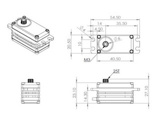 MKS S0026006 - HBL599 SL X6 - Low Profile (0.09s/23.0kg/7.4V) HV Brushless Servo (for 1:10)