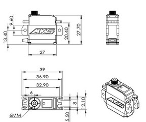 MKS S0030001 - HV50P - Low Profile (0.07s/7.5kg/7.4V) HV Plastic Digital Servo (for 1:12)