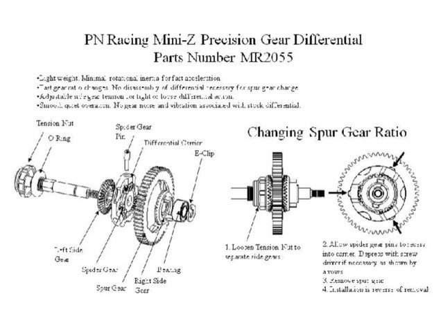 PN Racing Mini-Z Enclosed Cover Kit Spur Gear 64P 52T for Gear Differential