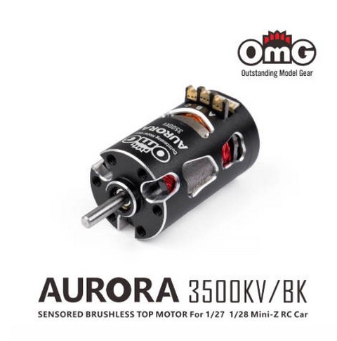 OMG MT-A-S2-3500KV-BK - AURORA 3500KV BRUSHLESS SENSORED MOTOR BLACK FOR 1/27 1/28 MINI-Z RC CAR