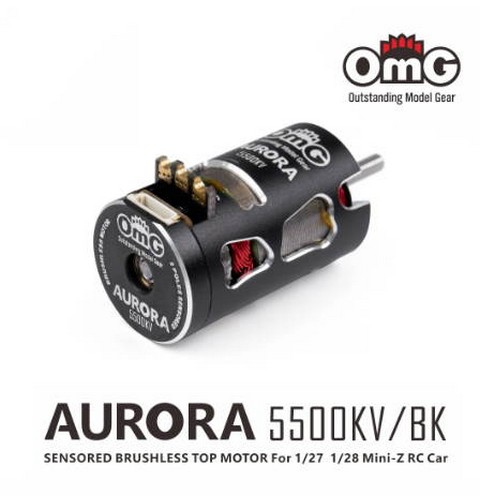 OMG MT-A-S2-5500KV-BK - AURORA 5500KV BRUSHLESS SENSORED MOTOR BLACK FOR 1/27 1/28 MINI-Z RC CAR