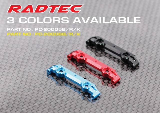 Radtec PC-20006R - Mini-Z MR-04 Front Upper Arm Mount, Wide Chassis, 1 Deg Camber (1pcs) Red