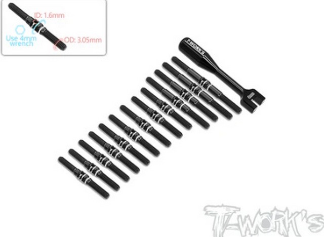 T-Works TBB-A800R - 64 Titanium Turnbuckle Set for Awesomatix A800R - Black