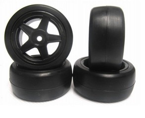 Team Powers Mini Rubber Tire Set (Pre-Glued, 36R, 1set 4pcs) - for any Tamiya M-chasis car or mini 1:10 touring car