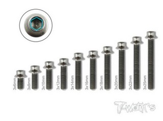 T-Work's TSS-314H - 3mm x 14mm 64 Titanium Hex. Socket Head Screw (6pcs)