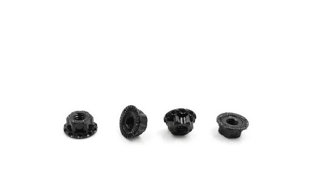 T-Works TW-TA-089BK - T-Works Aluminum Large-contact Serrated Flanged Nut M4 - Black (4)