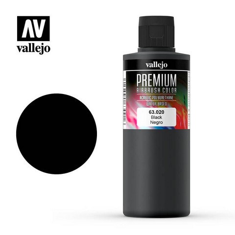 Vallejo VA63.020 - Premium RC - Black (200ml Bottle)