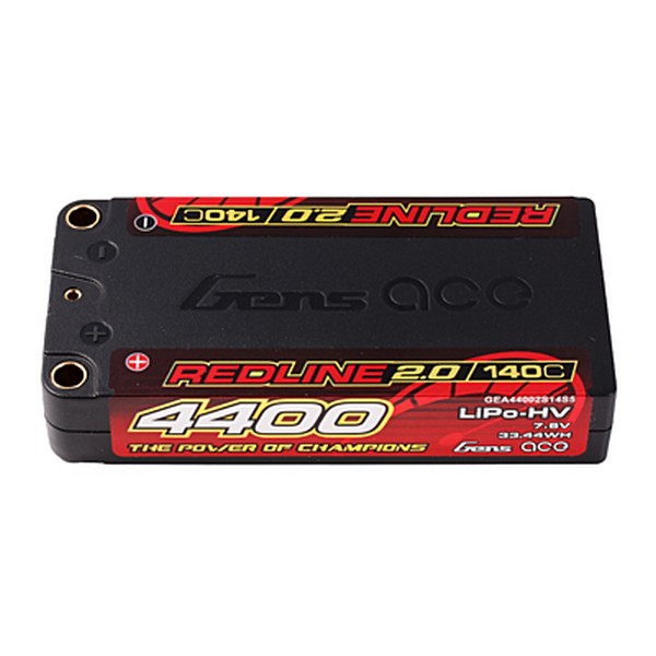 Gens Ace GEA44002S14S5 - Redline 2.0 Series Shorty LCG 4400mAh 7.6V 2S 140C HV LiPo (5mm, 163g)