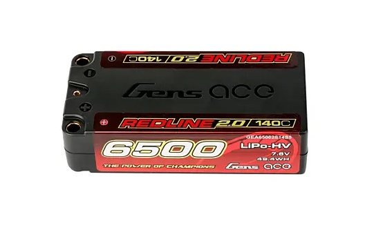 Gens Ace GEA65002S14S5 - Redline 2.0 Series Shorty 6500mAh 7.6V 2S 140C HV LiPo (5mm, 264g)